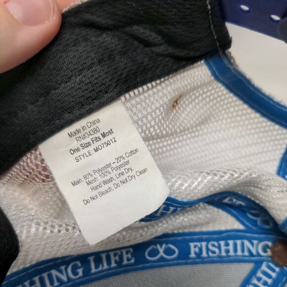 Fishing Life Snapback Mesh Back Trucker Hat Blue OSFM Colorblock - Picture 8 of 8